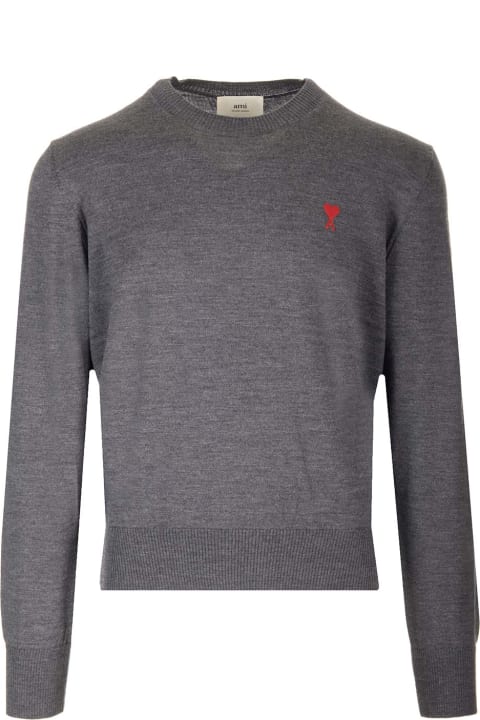 Ami Alexandre Mattiussi Sweaters for Men Ami Alexandre Mattiussi Grey 'ami De Coeur' Sweater
