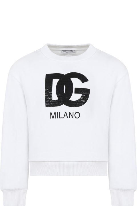 Dolce & Gabbanaのボーイズ Dolce & Gabbana Whit Sweatshirt For Kids With Iconic Monogram
