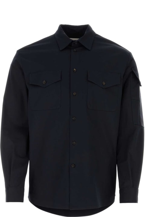 Shirts for Men Alexander McQueen Midnight Blue Oxford Shirt