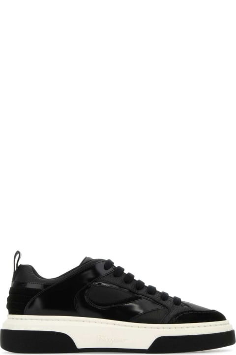メンズ Ferragamoのスニーカー Ferragamo Black Leather Cassina Mix Sneakers