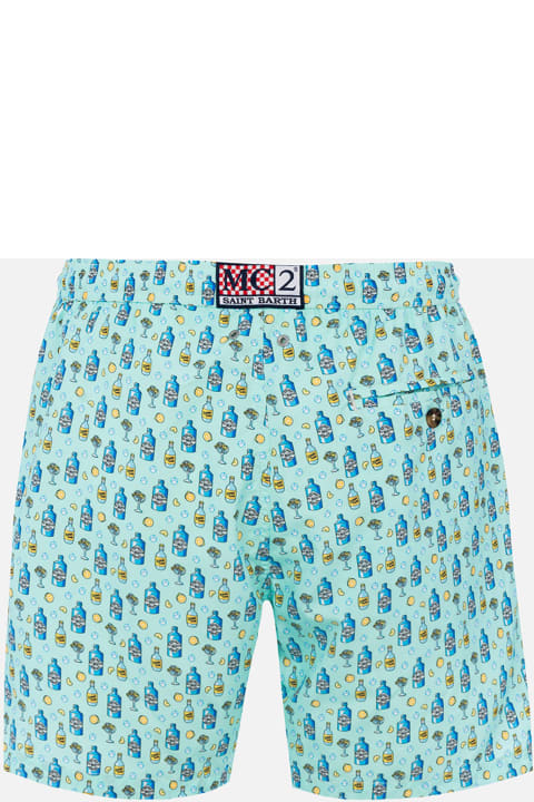 أدوات منزلية MC2 Saint Barth Man Lightweight Fabric Swim-shorts Lighting Micro Fantasy With Gin Tonic Print