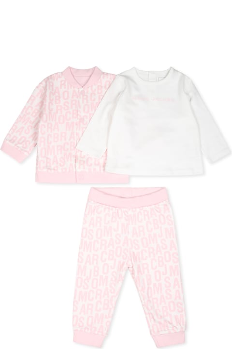 Marc Jacobs for Baby Girls Marc Jacobs Pink Suit For Baby Girl With Logo