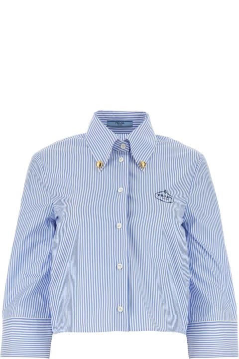 ملابس علوية لـ السيدات Prada Embroidered Poplin Shirt