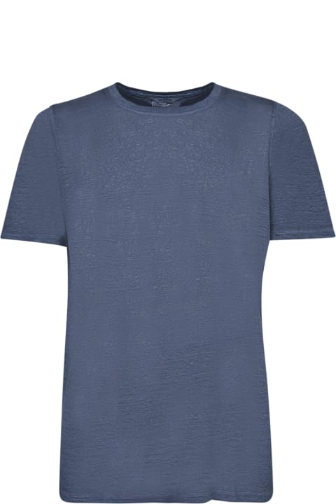 120% Lino Clothing for Men 120% Lino Blue Linen T-shirt