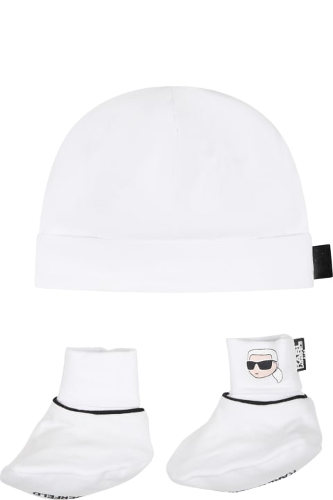 Karl Lagerfeld Kids Accessories & Gifts for Baby Boys Karl Lagerfeld Kids White Set For Baby Boy With Logo