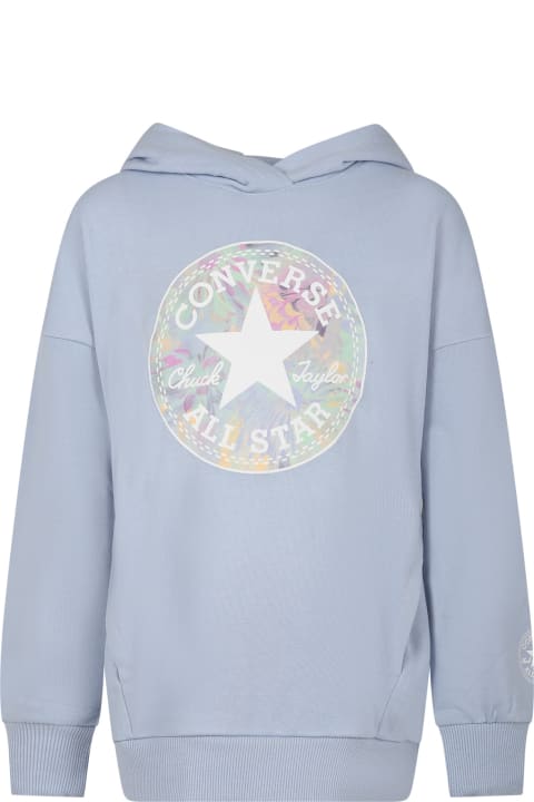 Converse Sweaters & Sweatshirts for Girls Converse Light Blue Sweatshirt For Girl With Logo