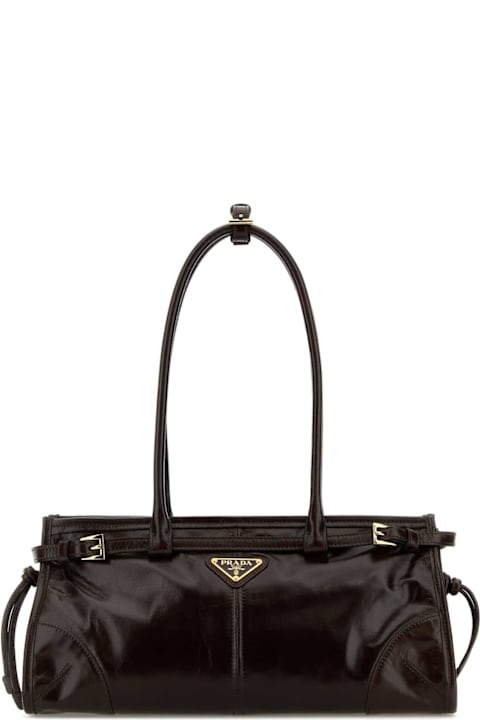 Prada Dark Brown Leather Shoulder Bag