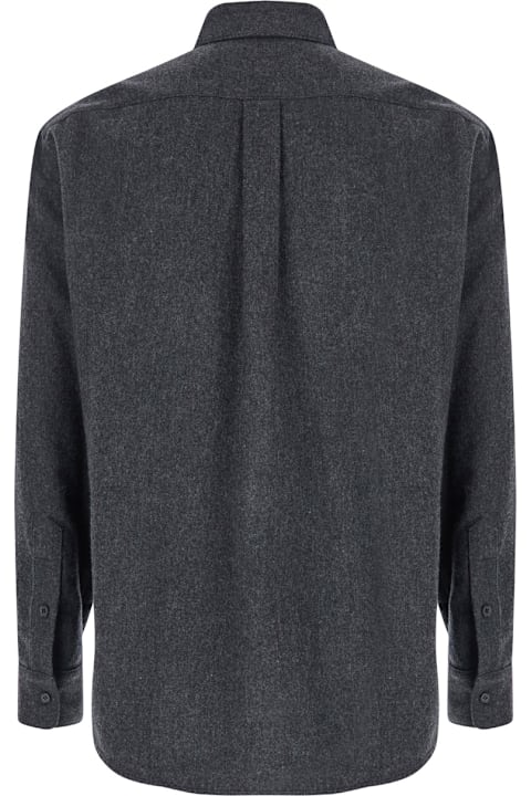 Tonywack for Men Tonywack Grey Shirt With Hidden Placket In Wool Man