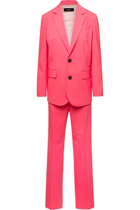 'manhattan' Orange Single-breasted Suit In Stretch Wool Blend Woman