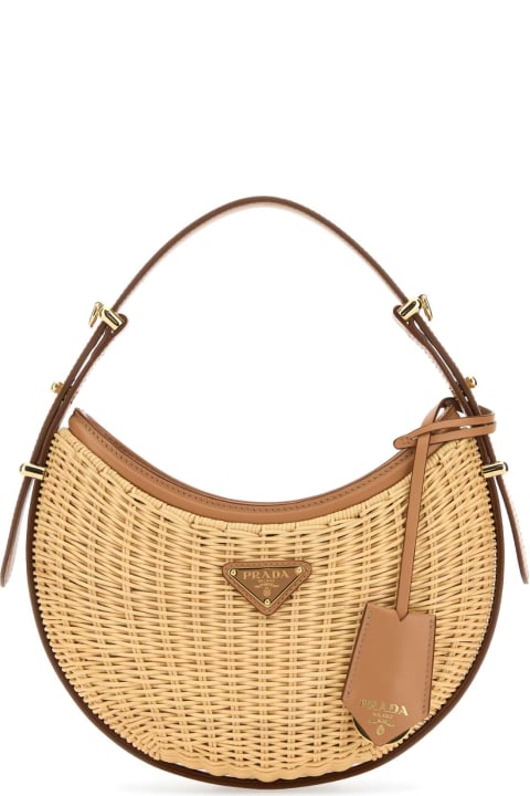 Prada Bags for Women Prada Two-tone Wicker And Leather Arquã¨ Handbag