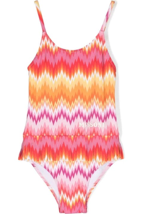 Fashion for Women Missoni Kids One Piece Swimwear With Chevron Pattern And Fringes
