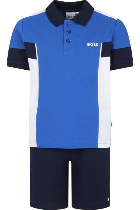 ボーイズ ボトムス Hugo Boss Blue Suit For Boy With Logo