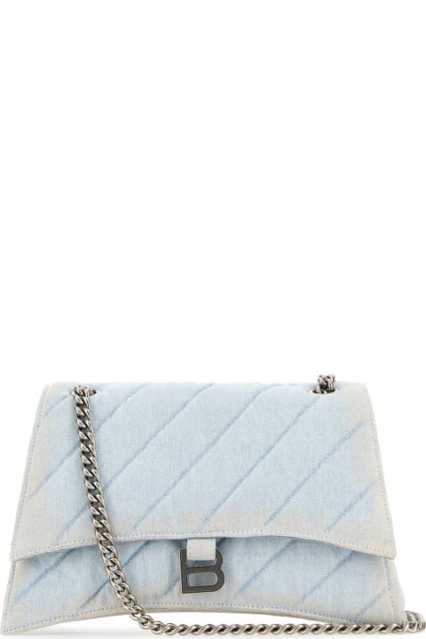Balenciaga for Women Balenciaga Light-blue Denim Crush M Shoulder Bag
