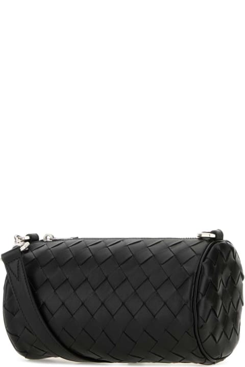 Fashion for Men Bottega Veneta Black Leather Barrel Crossbody Bag