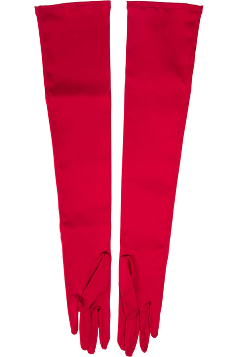 Long Red Pull-on Gloves In Stretch Viscose Woman
