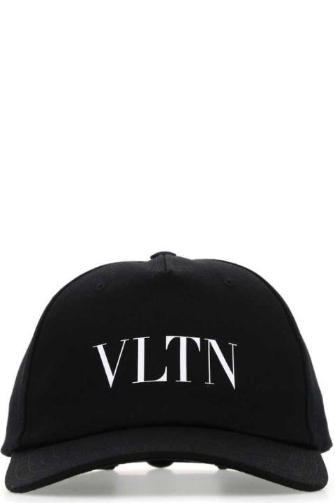 Accessories for Men Valentino Garavani Black Cotton Baseball Cap