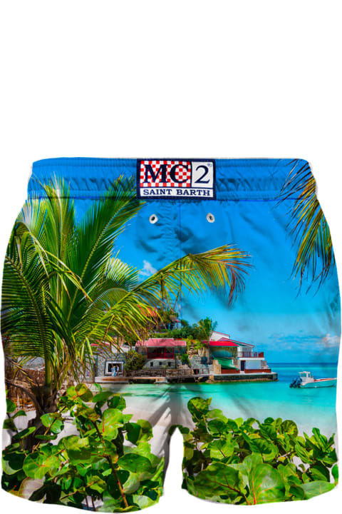 Homeware MC2 Saint Barth Man Swim Shorts With Caribbean Island Print