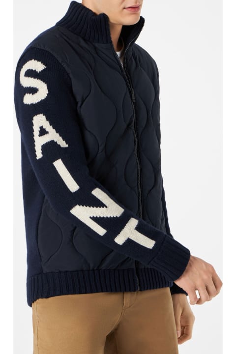 MC2 Saint Barth Sweaters for Men MC2 Saint Barth Man Blue Padded Jacket