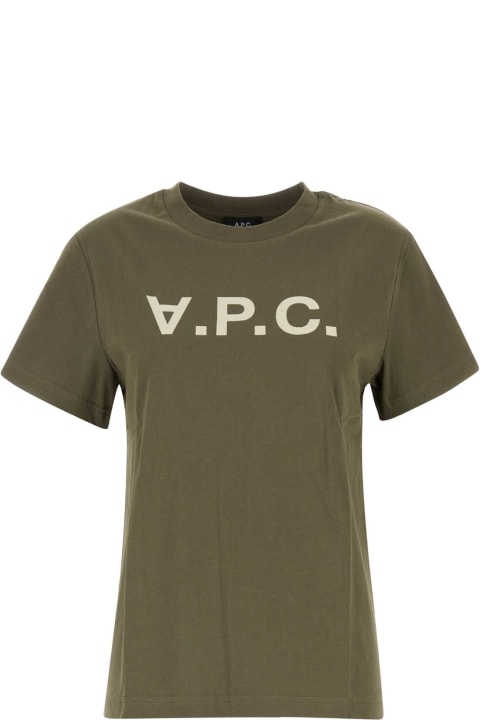 A.P.C. Topwear for Women A.P.C. Army Green Cotton T-shirt