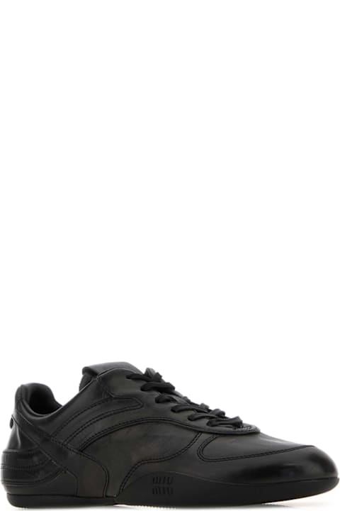 Miu Miu for Kids Miu Miu Black Leather Sneakers