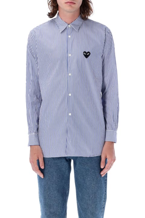 Shirts for Men Comme des Garçons Play Striped Shirt With Black Heart Patch