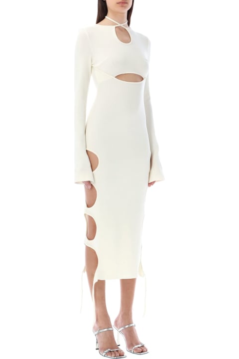 Stretch Knit Midi Dress With Cut-outs