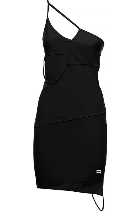 Black Asymmetrical Dress In Matte Spandex Balenciaga Woman