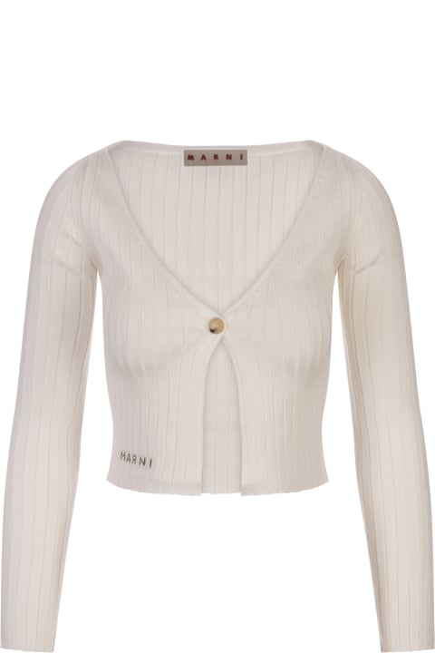 Marni Sweaters for Women Marni White Ribbed Knit Short Cardigan