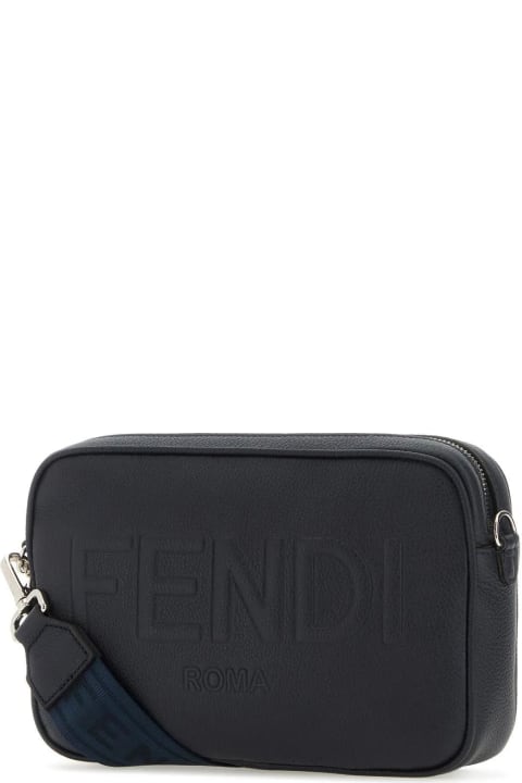 Fendi Shoulder Bags for Men Fendi Navy Blue Leather Camera Case Crossbody Bag