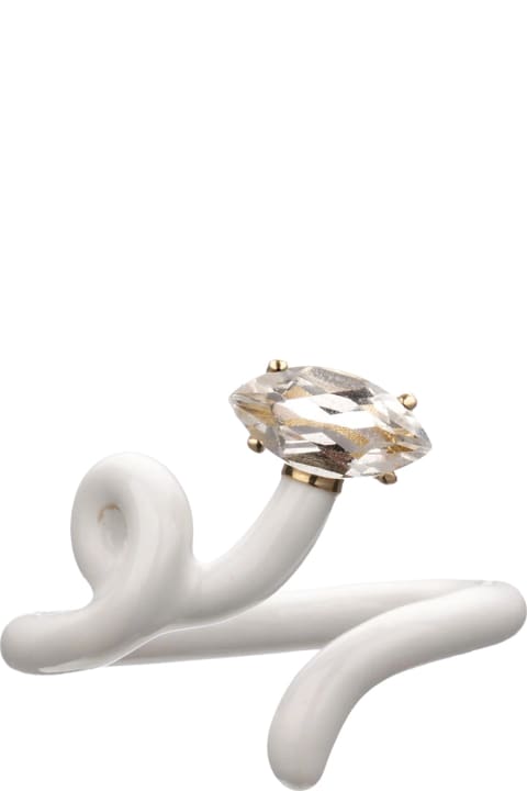 Baby Vine Tendril Ring In White