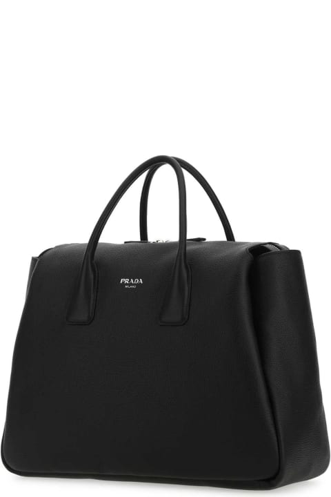 Bags for Women Prada Black Leather Travel Bag