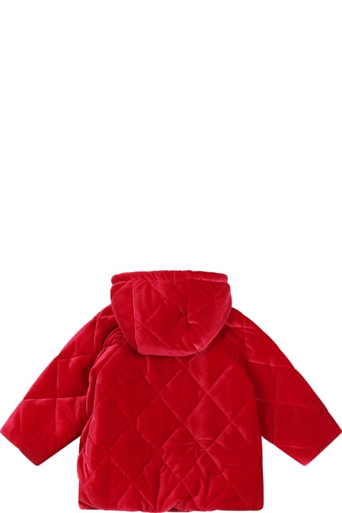 Topwear for Baby Girls Monnalisa Red Down Jacket For Baby Girl With Rose