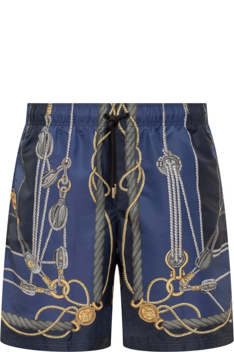 Pants for Men Versace Blue Silk Shorts