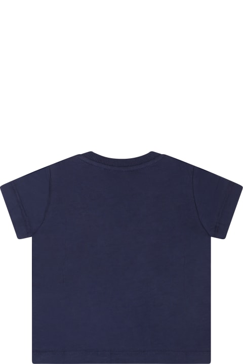 Fashion for Kids Moschino Blue T-shirt For Baby Boy With Teddy Bear And Logo