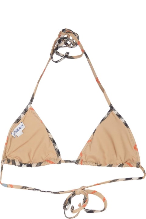 ウィメンズ Burberryの水着 Burberry Check-pattern Halterneck Bikini Top