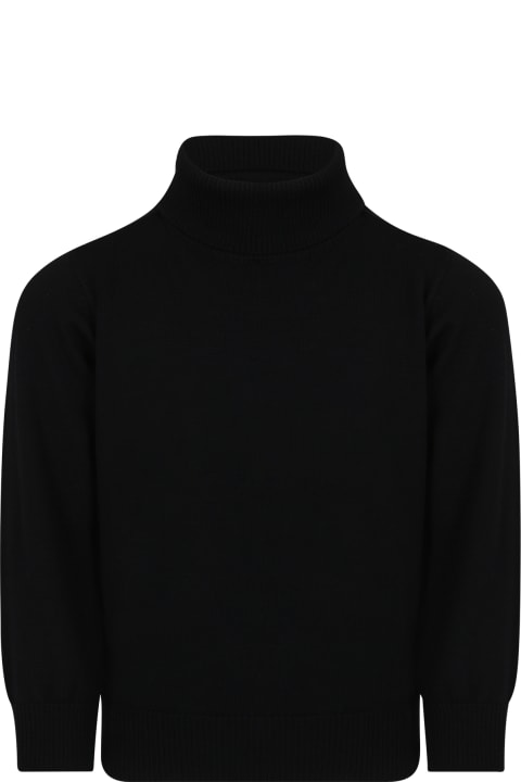 Homeware Stone Island Junior Black Turtleneck For Boy With Compass