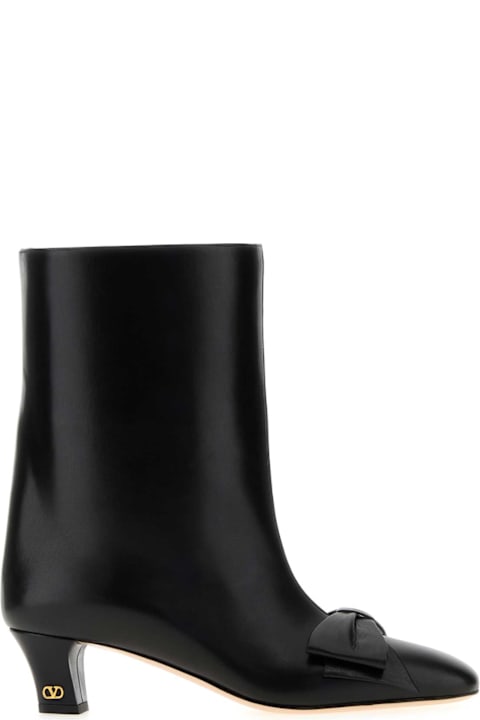 Homeware Valentino Garavani Black Leather Bowow Ankle Boots