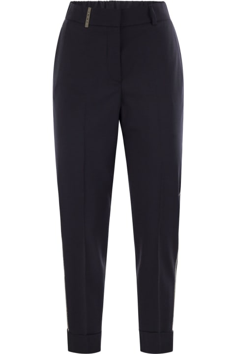 Peserico Pants & Shorts for Women Peserico Virgin Wool Blend Trousers With Jewellery