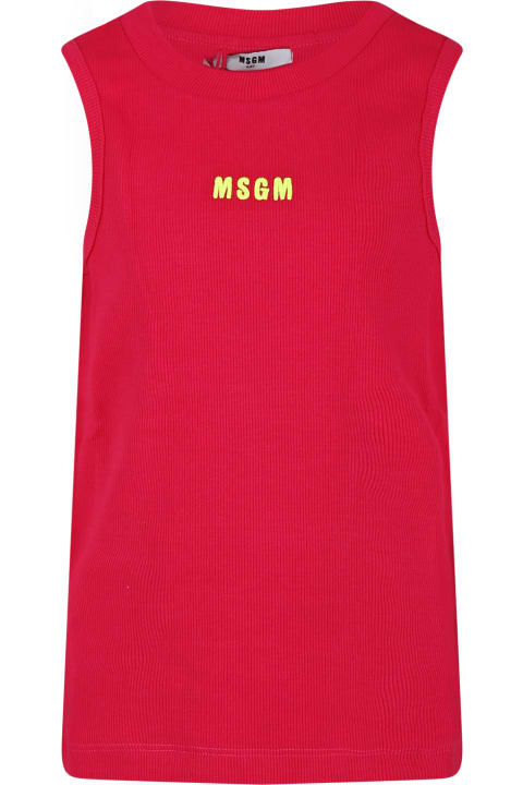 Topwear for Girls MSGM Fuchsia Tank Top For Girl With Logo