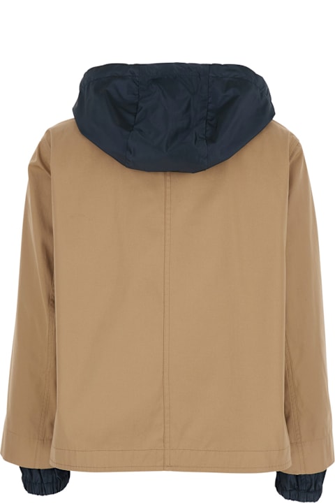 Homeware Herno Beige Reversible Hooded Jacket In Cotton Man
