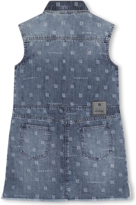 Givenchy for Kids Givenchy Blue Givenchy 4g Denim Sleeveless Dress