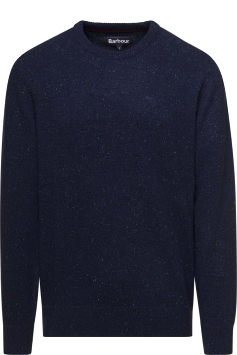 Blue Crewneck Sweater In Wool Man Barbour