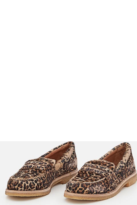 Golden Goose Flat Shoes for Women Golden Goose Jerry Leopard Print Horsy Leather Loafers