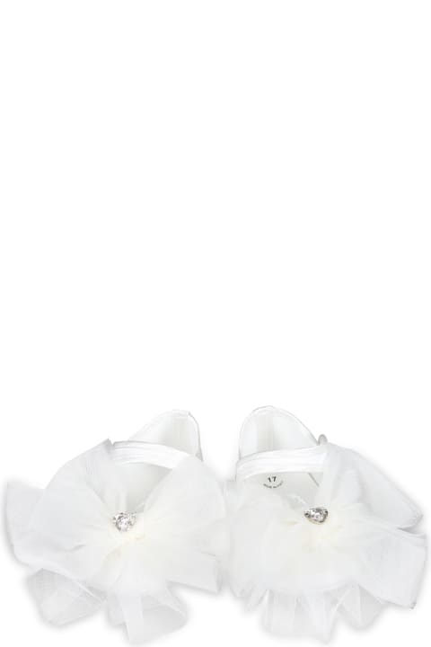 ベビーボーイズ Monnalisaのシューズ Monnalisa White Ballet Flats For Baby Girl With Bow