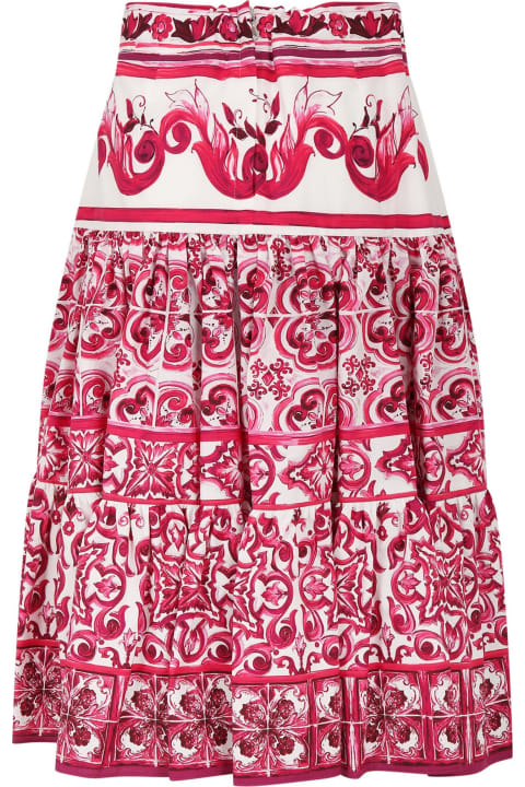 Dolce & Gabbana for Girls Dolce & Gabbana Fuchsia Skirt For Girl With Majolica Print
