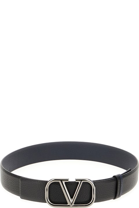 Belts for Men Valentino Garavani Black Leather Belt