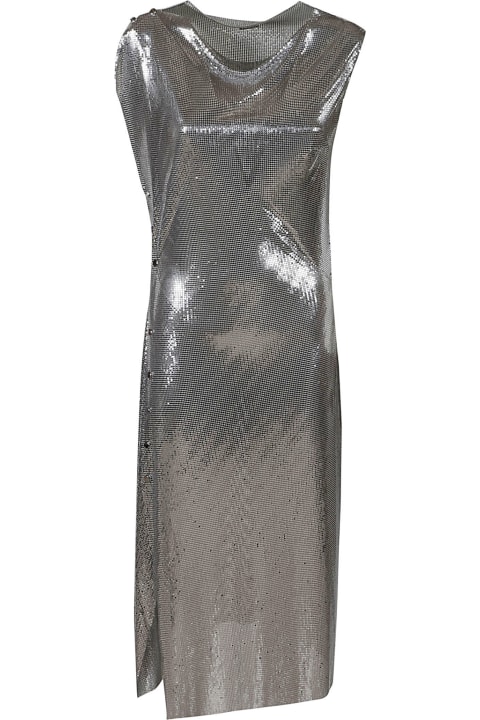 Paco Rabanne for Women Paco Rabanne Button Sided Metallic Sleeveless Dress