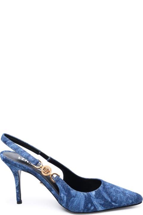 Versace High-Heeled Shoes for Women Versace Sling Back In Light Blue Jeans