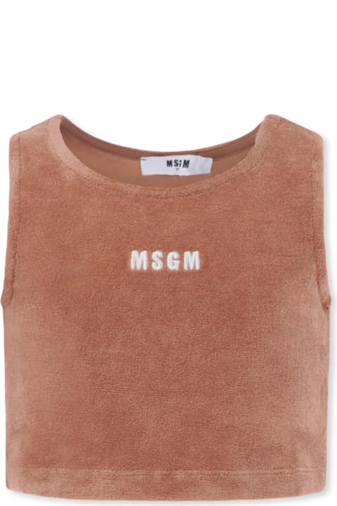 Homeware MSGM Brown Top For Girl With Logo