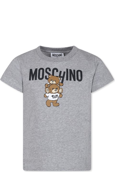 Fashion for Kids Moschino Grey T-shirt For Kids With Two Teddy Bears